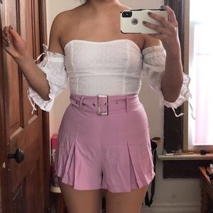 Missguided Lilac Belted Paperbag Shorts